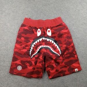 BAPE Shorts Mens XL A Bathing Ape Camo Shark WGM Sweat Fleece 9 Inseam Graphic
